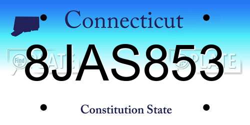 8JAS853 Connecticut License Plate