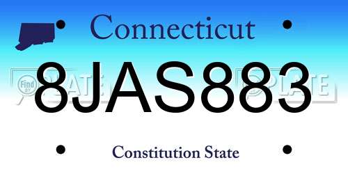 8JAS883 Connecticut License Plate