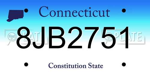 8JB2751 Connecticut License Plate