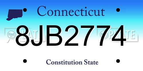 8JB2774 Connecticut License Plate