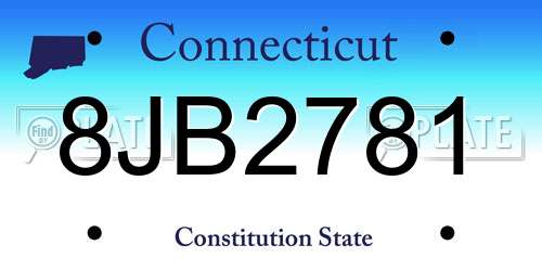 8JB2781 Connecticut License Plate