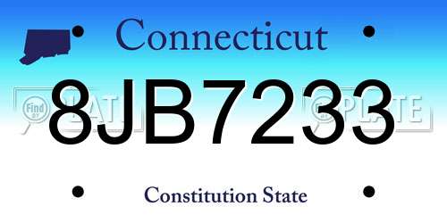 8JB7233 Connecticut License Plate
