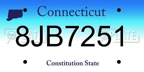 8JB7251 Connecticut License Plate
