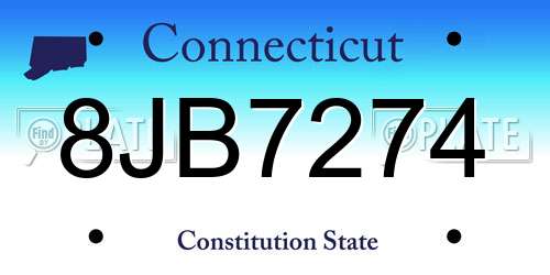 8JB7274 Connecticut License Plate