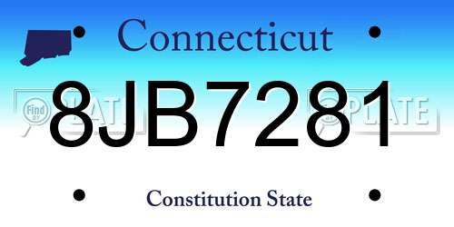 8JB7281 Connecticut License Plate