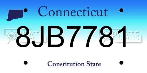 8JB7781 Connecticut License Plate