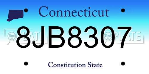 8JB8307 Connecticut License Plate