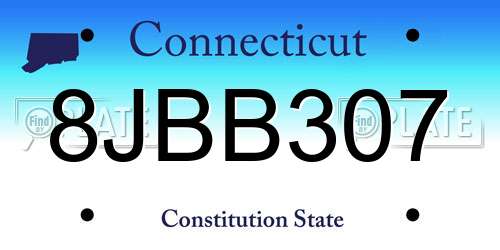 8JBB307 Connecticut License Plate