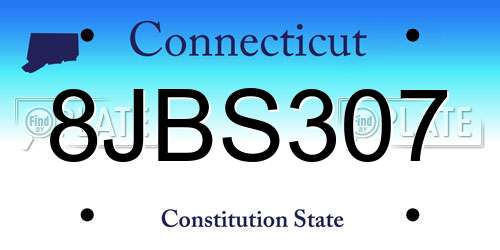 8JBS307 Connecticut License Plate