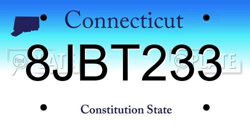 8JBT233 Connecticut License Plate