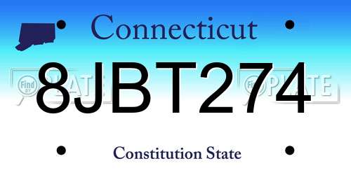 8JBT274 Connecticut License Plate