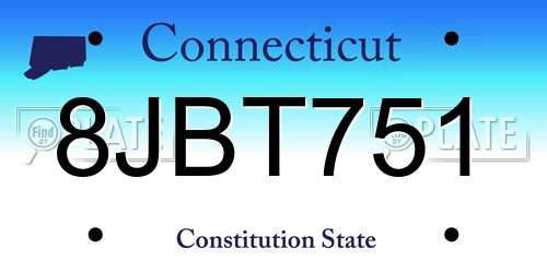 8JBT751 Connecticut License Plate