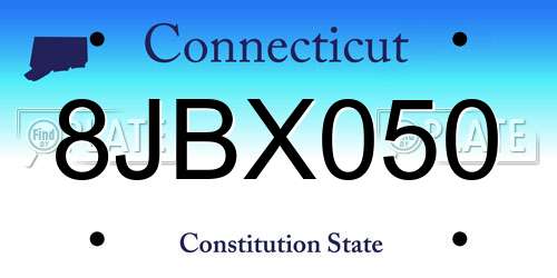 8JBX050 Connecticut License Plate