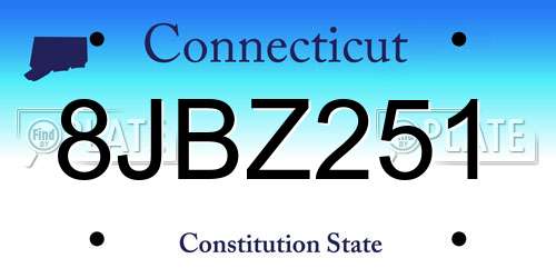 8JBZ251 Connecticut License Plate