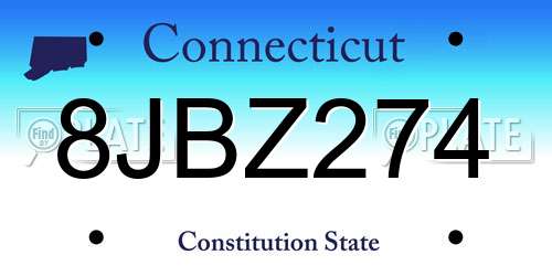 8JBZ274 Connecticut License Plate