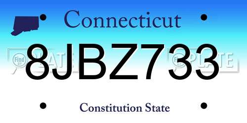 8JBZ733 Connecticut License Plate