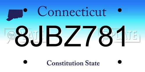 8JBZ781 Connecticut License Plate