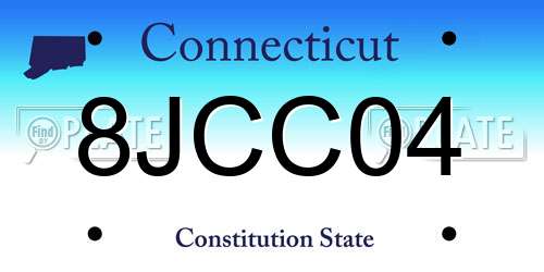 8JCC04 Connecticut License Plate