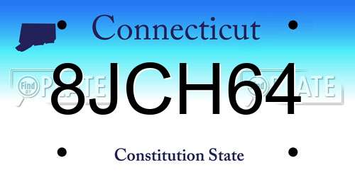 8JCH64 Connecticut License Plate