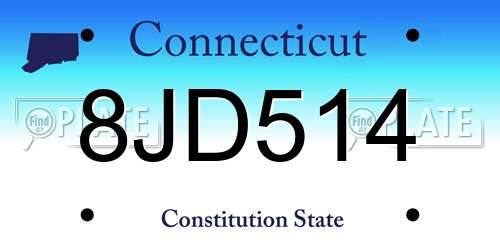 8JD514 Connecticut License Plate