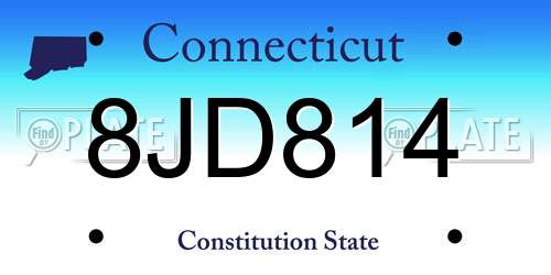 8JD814 Connecticut License Plate