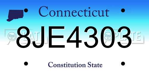 8JE4303 Connecticut License Plate