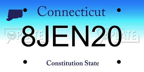 8JEN20 Connecticut License Plate