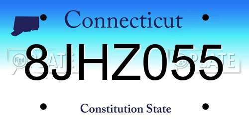 8JHZ055 Connecticut License Plate