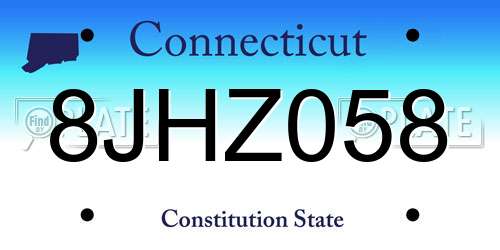 8JHZ058 Connecticut License Plate