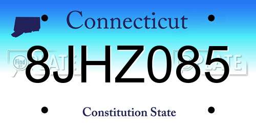 8JHZ085 Connecticut License Plate