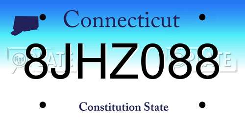 8JHZ088 Connecticut License Plate