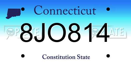 8JO814 Connecticut License Plate