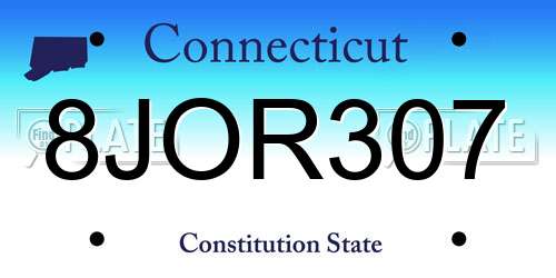 8JOR307 Connecticut License Plate