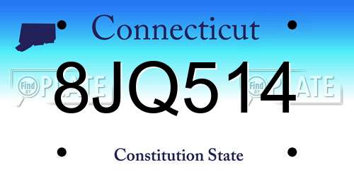 8JQ514 Connecticut License Plate