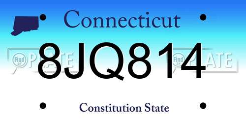 8JQ814 Connecticut License Plate