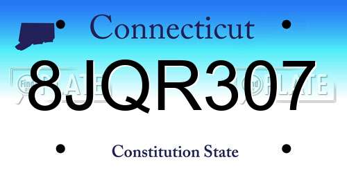 8JQR307 Connecticut License Plate
