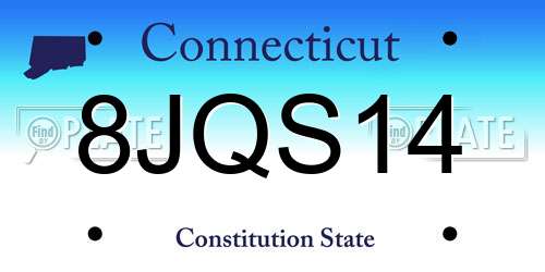 8JQS14 Connecticut License Plate