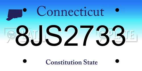 8JS2733 Connecticut License Plate