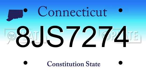 8JS7274 Connecticut License Plate