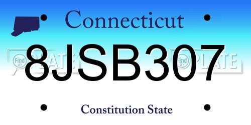 8JSB307 Connecticut License Plate