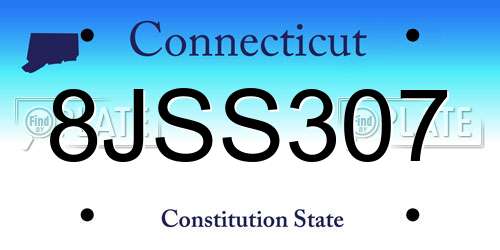 8JSS307 Connecticut License Plate