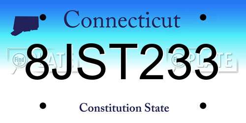 8JST233 Connecticut License Plate
