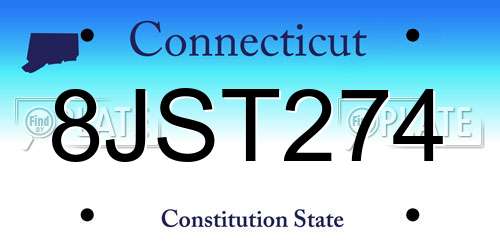 8JST274 Connecticut License Plate