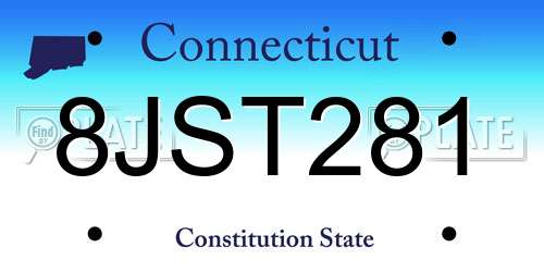 8JST281 Connecticut License Plate