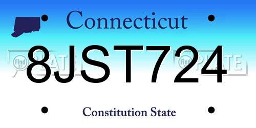 8JST724 Connecticut License Plate