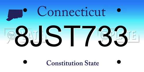8JST733 Connecticut License Plate