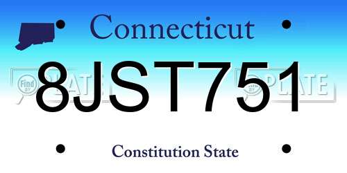 8JST751 Connecticut License Plate