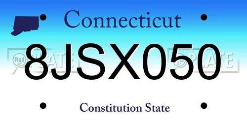 8JSX050 Connecticut License Plate