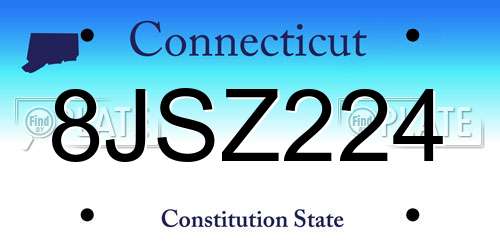8JSZ224 Connecticut License Plate
