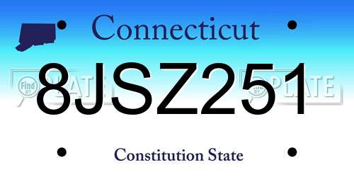 8JSZ251 Connecticut License Plate